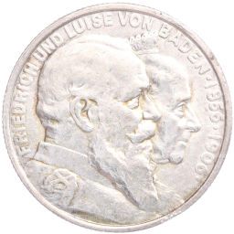 Монета 2 марки 1906 года Германия (Баден) 50 лет свадьбе Фридриха I и Луизы Прусской