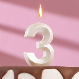 Цена за 3 шт. Свеча в торт «Грань», цифра 3, жемчужный, 6.5 см