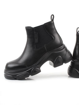 01-H23B-40A BLACK Ботинки демисезонные женские (натуральная кожа, байка)