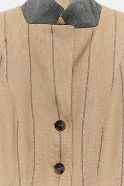 BLAZER RAYAS COMBINADA CON LINO ZW COLLECTION / Camel medio - Zara фото 10