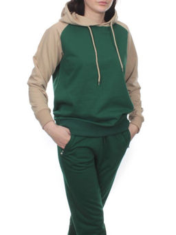 NOE103 BEIGE/GREEN Костюм спортивный женский (хлопок 90%, полиэстер 10%)
