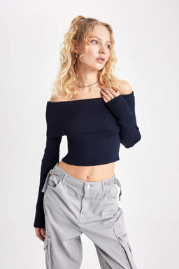 Cool Slim Fit свитер с открытыми плечами - Defacto фото 7