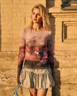 Лонгслив из сетки с принтом 457.4.14