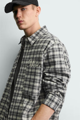 EMBROIDERED CHECK FLANNEL SHIRT - Zara фото 14