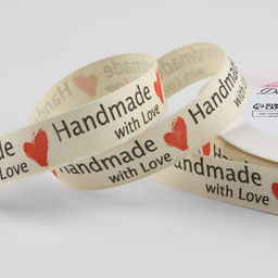 Лента хлопковая Handmade with love, 15 мм, 23 м 1 м, бежевая