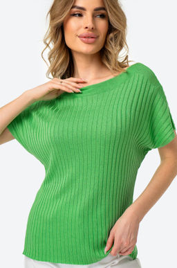 Женский джемпер с коротким рукавом в рубчик Happy Fox  фото 39