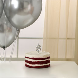 Свеча для торта, цифра 6 + воздушные шары, 5 шт, серебро - Страна карнавалия фото 2