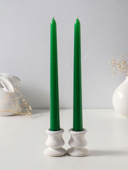 Цена за 2 шт. Свеча античная 25 см (набор 2 шт) 58 гр, 7 ч, цв. зелёный