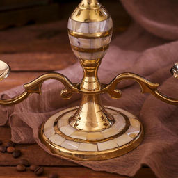 Подсвечник на 5 свечей «Перламутровые отливы», 25.5×25.5×29 см, латунь