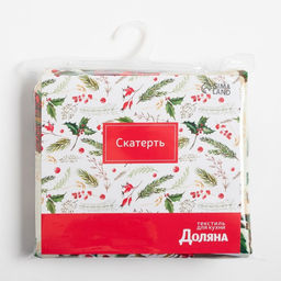 Скатерть новогодняя Доляна. Новогодние украшения, 145?220 см, 100% п/э