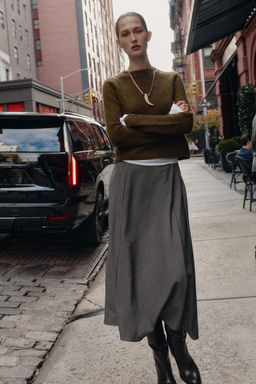 HOUNDSTOOTH MIDI LAYERED SKIRT - Zara фото 4