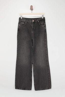 Siyah YUMUSACIK Tencel Kar?s?ml? Yuksek Bel Wide Leg Jeans TWOSS26JE00134