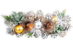 Новогоднее украшение подсвечник 32*14*8 см Снежный лес на 2 свечи прямоугольный - Elan gallery фото 6