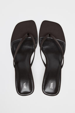 SATIN KITTEN-HEEL SANDALS - Zara фото 7