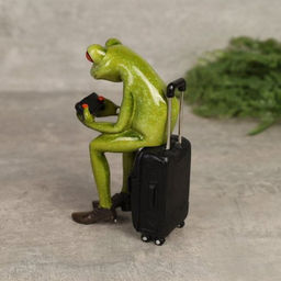 Фигурка Лягушка на чемодане с телефоном 14 см / YX39053 /уп 24/А - Галеонтрейд фото 3