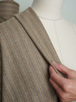 Шерсть пальтово-костюмная Твид Полоска-пунктир цв.бежевый, ш.1.5м, шерсть-30%, п/э-70%, 330гр/м.кв - Купава фото 12