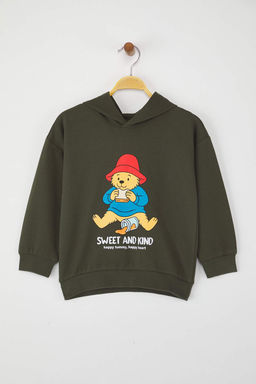 Zumrut Yesili 100% Pamuk Bask?l? Kapusonlu Oversize Orme Erkek Cocuk Sweatshirt TKDAW26SW00006 - Trendyolmilla фото 2