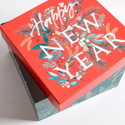Коробки подарочные новогодние набор 6 в1 Happy new year, 10×10×6 - 20×20×11 см