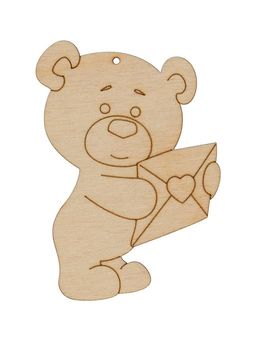 Заготовка для декорирования Mr. Carving ВД-874 Подвеска фанера 0.3 см Мишка с письмом (9х6см)