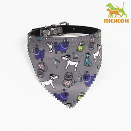 Ошейник с косынкой Яркая жизнь, 32 х 1 см, серый