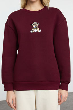 TRENDYOLMILLA Lacivert Relaxed/Rahat Kal?p Nak?sl? Kal?n Orme Sweatshirt TWOAW25SW00050  фото 3