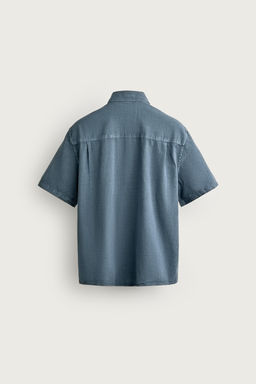 CAMISA REGULAR FIT ALGOD?N - LINO / Azul - Zara фото 8