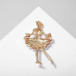 Цена за 2 шт. Брошь «Балеринка», красно-белая в золоте
