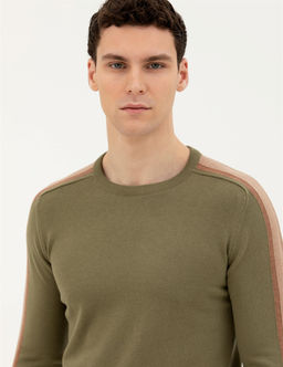 Haki Slim Fit Bisiklet Yaka Triko Kazak - Pierre cardin фото 2