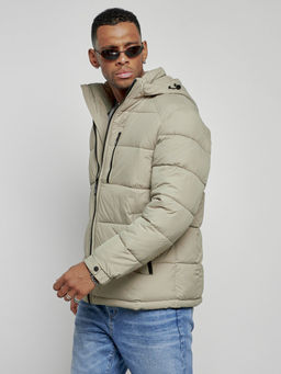 Куртка спортивная мужская зимняя с капюшоном светло-зеленого цвета 8362ZS - Wonderrman фото 9