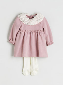 Bebe Yaka K?z Bebek Elbise ve K?lotlu ?orap