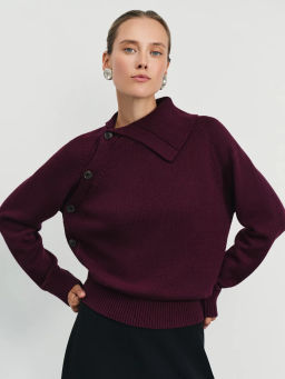 Джемпер из хлопка с пуговицами на воротнике / Zarina фото 7