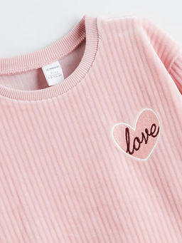 Bisiklet Yaka Bask?l? K?z ?ocuk Sweatshirt