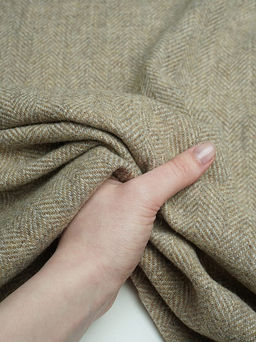 Шерсть пальтово-костюмная Твид Елочка цв.песочный, ш.1.5м, шерсть-60%, п/э-40%, 310гр/м.кв - Купава фото 4
