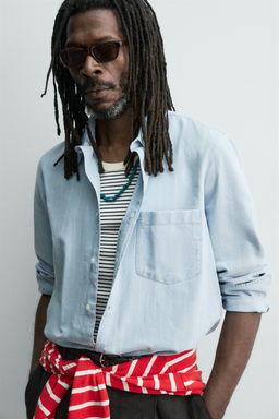 CAMISA JACQUARD DENIM AARON LEVINE X ZARA / Azul claro  фото 5