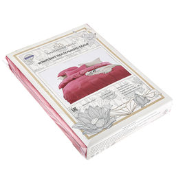 Постельное белье, комплект 1,5 спальный Азалия 4 предмета: пододеяльник 145х215см, простыня 150х220см, 2 наволочки 70х70см с клапаном-запахом, макосатин жатый гладкокрашенный 85г/м2, бамбук 40%, полиэстер 60%, упаковка классическая ПВХ 32х41см,  - Домашняя мода фото 2