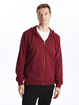 Kap??onlu Uzun Kollu Erkek Fermuarl? Sweatshirt