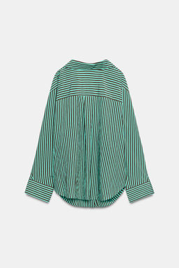 CAMISA OVERSIZE RAYAS / verde lavado