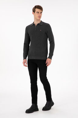 Erkek Regular Fit Yar_m Fermuarl_ Antrasit Melanj Basic Kazak - U.s. polo assn фото 4