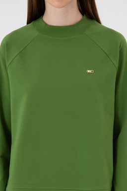Kad_n Ye_il Regular Bisiklet Yaka Basic Sweatsh_rt