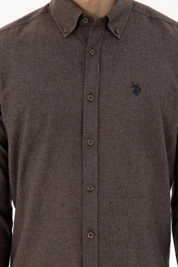Мужская коричневая базовая рубашка с длинным рукавом Неожиданная скидка в корзине - U.s. polo assn фото 6