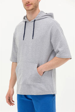 Мужская серая меланжевая толстовка с капюшоном Неожиданная скидка в корзине - U.s. polo assn фото 6