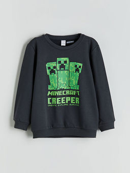 Minecraft Bask?l? Erkek ?ocuk Sweatshirt ve E?ofman Alt? 2li