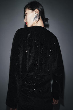 ZW COLLECTION SEQUIN SHOULDER PAD DRESS - Zara фото 2