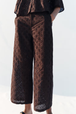 PANTAL?N CULOTTE BORDADOS PERFORADOS / Marr?n - Zara фото 2