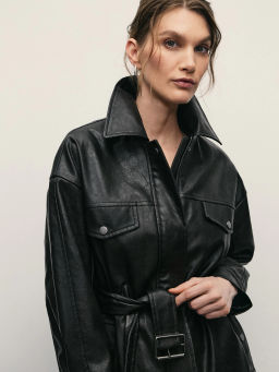 Куртка из искусственной кожи с ремнём / Zarina  фото 4