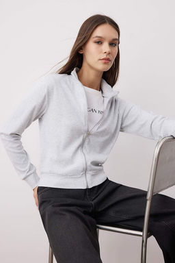 Lacivert Fermuarl? Slim/Vucuda Oturan Orme Sweatshirt TWOSS25SW00006 - Trendyolmilla фото 2