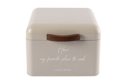 Хлебница, 20х20х14 см, металл/дерево, квадратная, бежевая, Retro