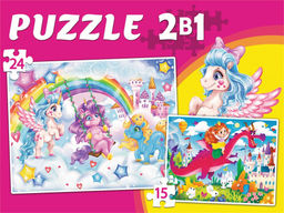 Puzzle 2 в 1 "Единороги/Принцесса №1" 15 и 24 эл. (ПМ15-24-8100)