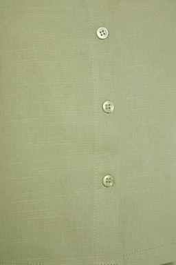 Yesil Dokuma Keten Gorunumlu Gomlek Sort Plaj Tak?m TBESS24AU00054 - Trendyolmilla фото 8