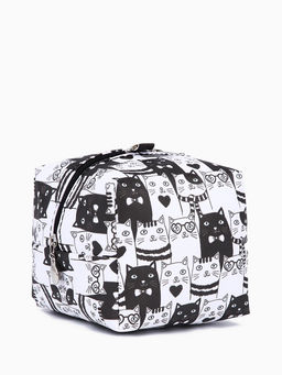 Цена за 3 шт. Мини косметичка на молнии подвесная, с принтом, для мелочей, прокладок, белый/чёрный